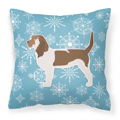 "Caroline's Treasures BB3490PW1414 Winter Snowflake Grand Basset Griffon Vendeen Pillow, 14"" x 14"", Multicolor"