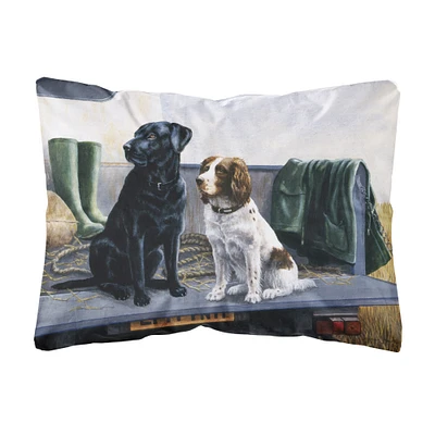 "Caroline's Treasures On The Tailgate Labrador & Springer Spaniel Fabric Pillow, 12"" x 16"", Multicolor"