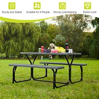 Costway Picnic Table Bench Set Outdoor Backyard Patio Garden Party Dining All Weather Black/White/Grey/Brown/Green