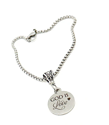 God Is Love Charm Bracelet, Faith Jewelry, Daughter Gift, Baptism Gift, Christian Jewelry, Confirmation Jewelry, Wife Gift, Agape Love