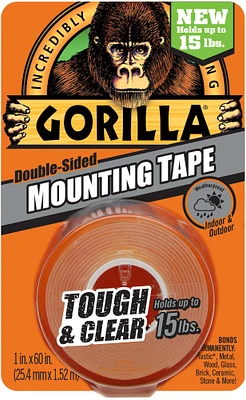 Gorilla Double-Sided Mounting Tape 1"X60"-Clear