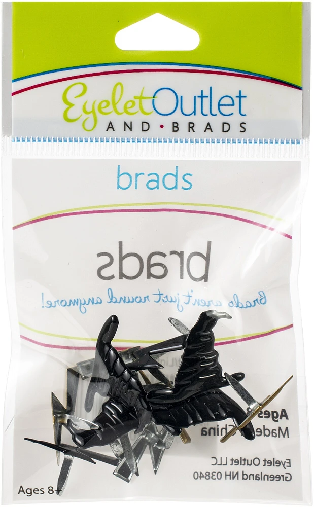 Eyelet Outlet Shape Brads 12/Pkg-Hat & Lightning Bolt