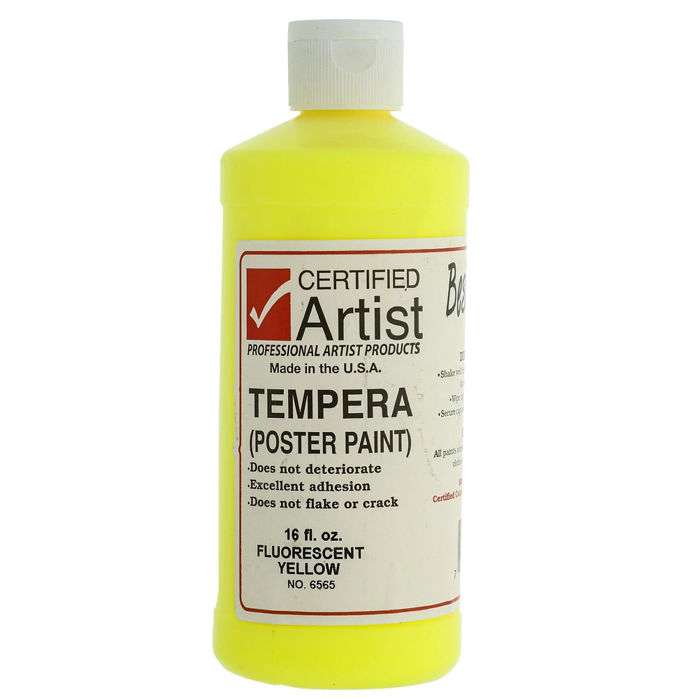 BesTemp Tempera Paint, 16 oz. Bottle, Fluorescent Colors, Fluorescent Yellow