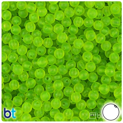 BeadTin Lime Roe Frosted 6mm Round Plastic Craft Beads (500pcs)