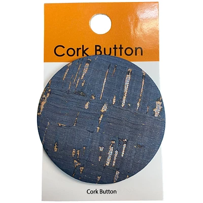 Belagio Cork Covered Button, 2" Diameter, 1 Piece, Solid Color, Blue