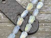 *12* 12x8mm Matte Blue Crystal Vitrail Tulip Beads