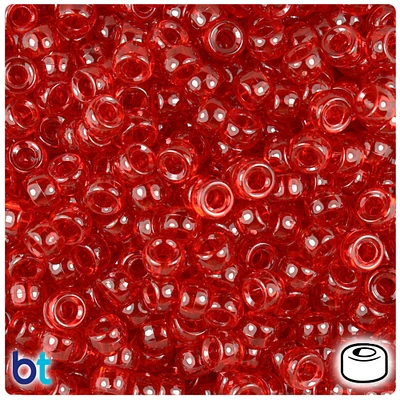 BeadTin Dark Ruby Transparent 6.5mm Mini Barrel Plastic Pony Beads (1000pcs)