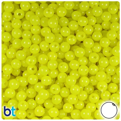 BeadTin Lemon Neon Bright 6mm Round Plastic Craft Beads (500pcs)