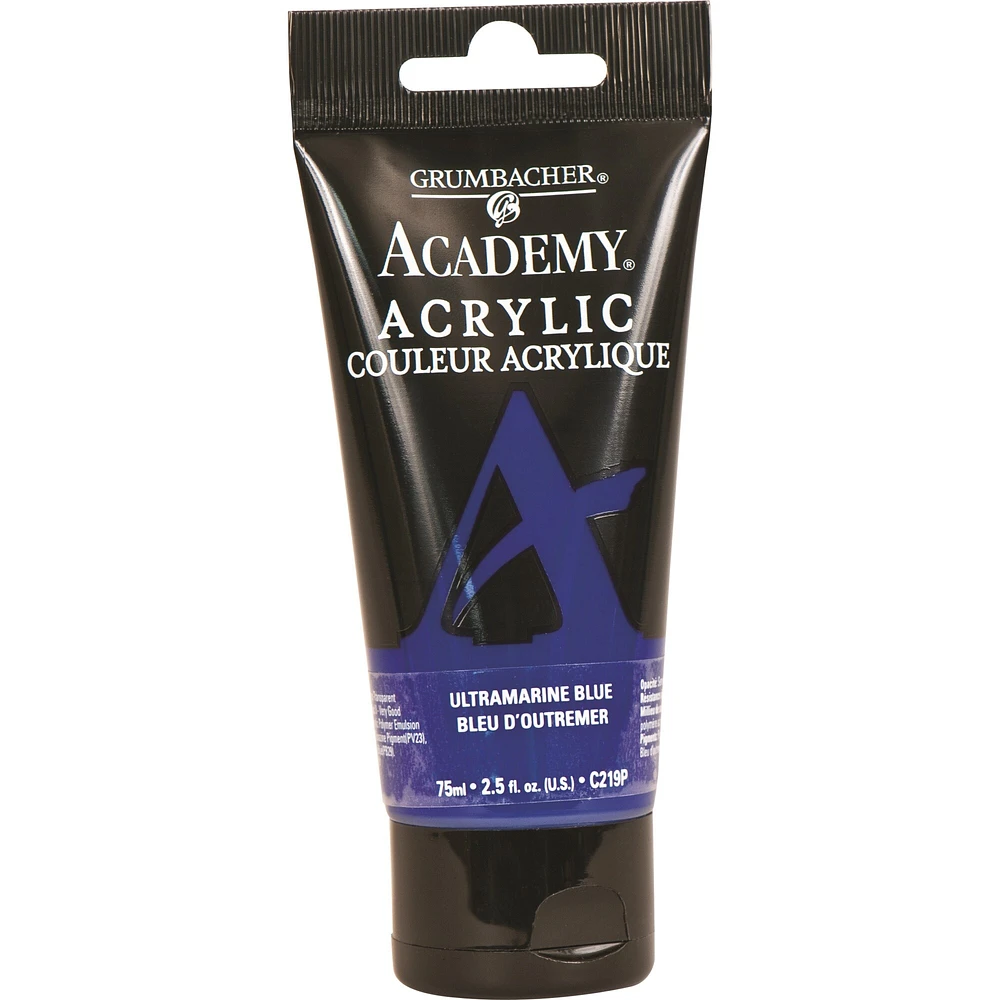 GRUMBACHER Academy Acrylic Paint, 75ml/2.5 Ounce Plastic Tube, Ultramarine Blue (C219P)