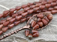 *15* 6x8mm Terra Cotta Silk Picasso Vertical Teardrop Beads