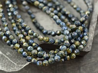 *50* 4mm Sapphire Picasso English Cut Round Beads