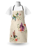 Ambesonne Butterfly Apron, Springtime Flying Moths on Vintage Style Background Wings Transformation, Unisex Kitchen Bib with Adjustable Neck for Cooking Gardening, Adult Size, Multicolor