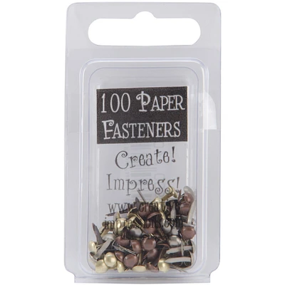 Creative Impressions Mini Metal Paper Fasteners 3Mm 100/Pkg-Round - Antique