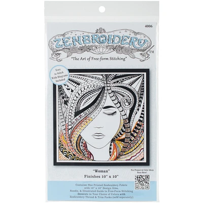 Design Works/Zenbroidery Stamped Embroidery Kit 10"X10"-Woman