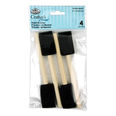 Royal Brush Foam Brushes, 1", 4/Pkg.