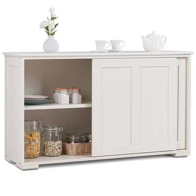 Costway Kitchen Storage Cabinet Sideboard Buffet Cupboard Wood Sliding Door Pantry Antique White