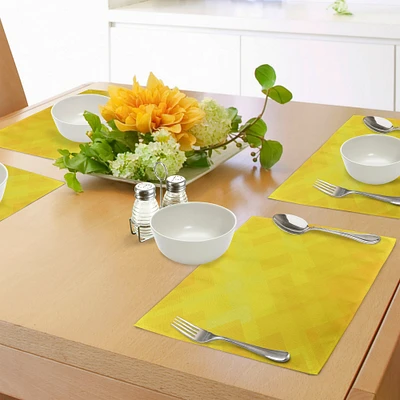 Ambesonne Yellow Place Mats Set of 4, Contemporary Art Inspirations in Yellow Toned Geometrical Rhombus Arrangement, Washable Fabric Placemats for Dining Table, Standard Size, Yellow Marigold