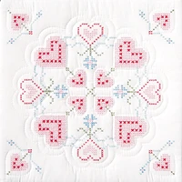 Jack Dempsey Stamped White Quilt Blocks 18"X18" 6/Pkg-XX Hearts