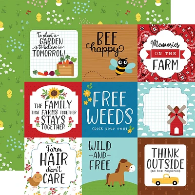 Fun On The Farm Double-Sided Cardstock 12"X12"-4"X4" Journaling Cards