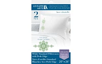 Leisure Arts Pillowcase 20"x26" Lace 2pc, Embroidery Pillow Kit, Stamped Embroidery Pillowcases, Embroidery Pillow Cases Stamped, Stamped Cross Stitch Pillow Cases