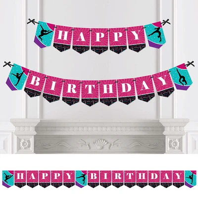 Big Dot of Happiness Tumble, Flip & Twirl - Gymnastics - Birthday Party Bunting Banner - Birthday Party Decorations - Happy Birthday