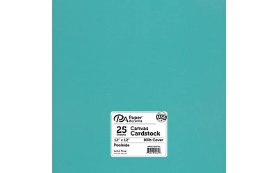 PA Paper Accents Canvas Cardstock 12" x 12" Poolside, 80lb colored cardstock paper for card making, scrapbooking, printing, quilling and crafts, 25 piece pack