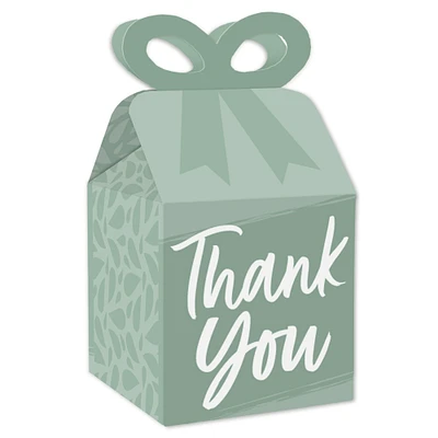 Big Dot of Happiness Sage Green Elegantly Simple - Square Favor Gift Boxes - Guest Party Favors Bow Boxes - Set of 12