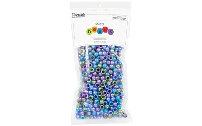 Essentials by Leisure Arts Pony Bead 6mm x 9mm Bold Pearl Mix Opaque Plastic Pony Beads Bulk 750 pieces for Arts, Crafts, Bracelet, Necklace, Jewelry Making, Earring, Hair Braiding