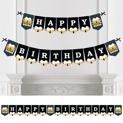 Big Dot of Happiness Cheers and Beers Happy Birthday - Birthday Party Bunting Banner - Birthday Party Decorations - Happy Birthday