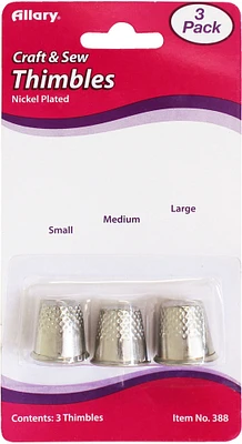 Allary Thimbles 3/Pkg-Assorted Sizes