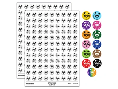 Happy Panda Face 0.50" Round Sticker Pack