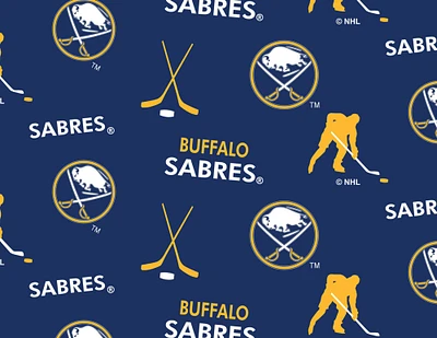 Sykel Enterprises NHL Team Fleece Blanket Fabric-Buffalo Sabers Classic All Over Fleece Fabric