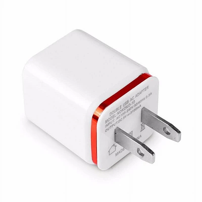 Colorful Chrome Charger Our dual USB port charger featuring a maximum output of 2.1A and 1.0A, available in four stylish chrome colors for a sleek and powerful charging solution. Charge with style using our dual USB port charger | MINA