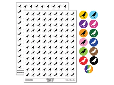 Crow Solid 0.50" Round Sticker Pack