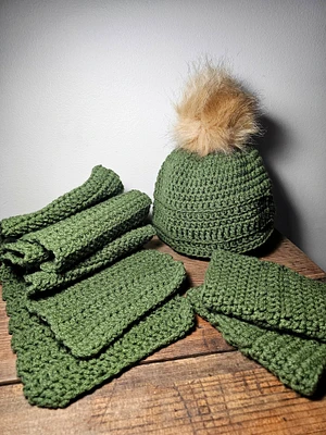 Cold weather Set- Hat scarf fingerless gloves