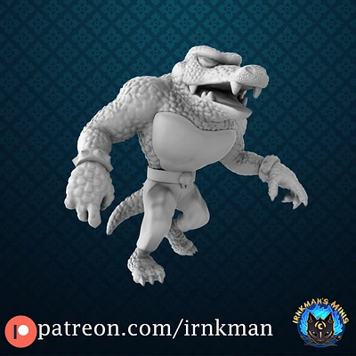 Crocodile Kritter from Irnkman Minis. Total height apx. 49mm. Unpainted resin miniature