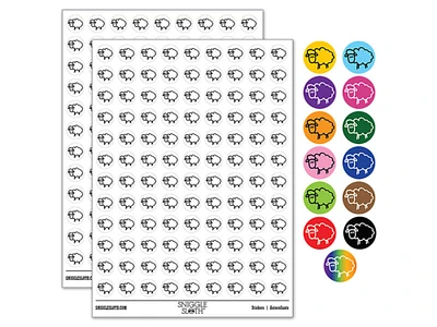Sheep Doodle 0.50" Round Sticker Pack