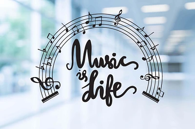 Music Is Life Wall Decal, Music Notes Decor, Music Class Decor, Music Teacher Gift, Inspirational Quote Decal, Music School Decor nm135
