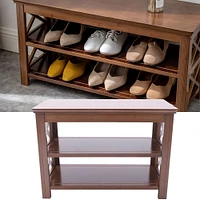 Kitcheniva 2-Tier Wooden Shoe Rack Storage