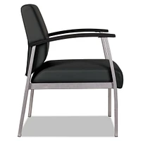 Alera metaLounge Series Mid-Back Guest Chair, 24.60'' x 26.96'' x 33.46'', Black Seat/Black Back, Silver Base