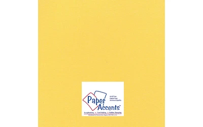 PA Paper Accents Glimmer Cardstock 12" x 12" Golden Yellow, 80lb colored cardstock paper for card making, scrapbooking, printing, quilling and crafts, 25 piece pack