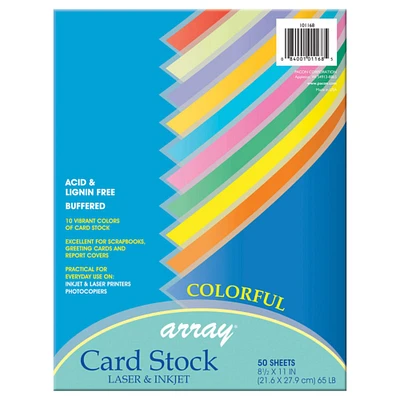 Colorful Card Stock, 10 Assorted Colors, 8-1/2" X 11", 50 Sheets