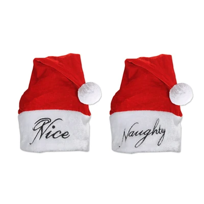 Plush Naughty and Nice Santa Hat