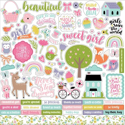 All About A Girl Cardstock Stickers 12"X12"-Elements
