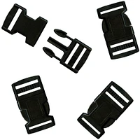 Parachute Cord Bracelet Buckles 20mm 4/Pkg-Black