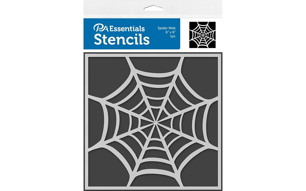 PA Essentials Stencil Spider Web for Painting on Wood, Canvas, Paper, Fabric, Wall and Tile, Reusable DIY Art and Craft Stencils for Painting, 6"x6" Inches