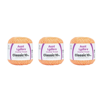 Aunt Lydia Classic Light Peach Crochet - 3 Pack of 350y/320m - Cotton - Gauge 10 - Crochet