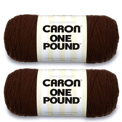 Caron One Pound Espresso Yarn - 2 Pack of 454g/16oz - Acrylic - 4 Medium (Worsted) - 812 Yards - Knitting/Crochet