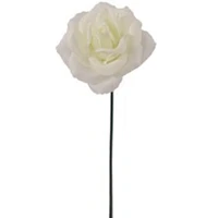 Box of 50: Cream White Rose Picks, Silk Blooms, Floral Picks (8"L X 3"W) by Floral Home®