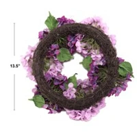 18" Magenta Pink Hydrangea Wreath with Grapevine Ring & Silk Blooms
